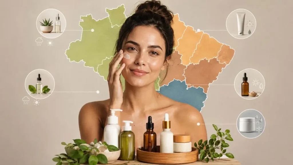 skincare natural por região climática Brasil cuidados pele mapa