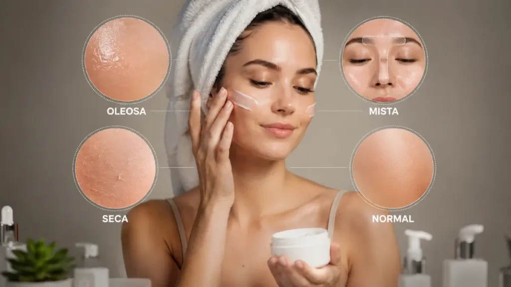tipos de pele oleosa seca mista normal características diagrama