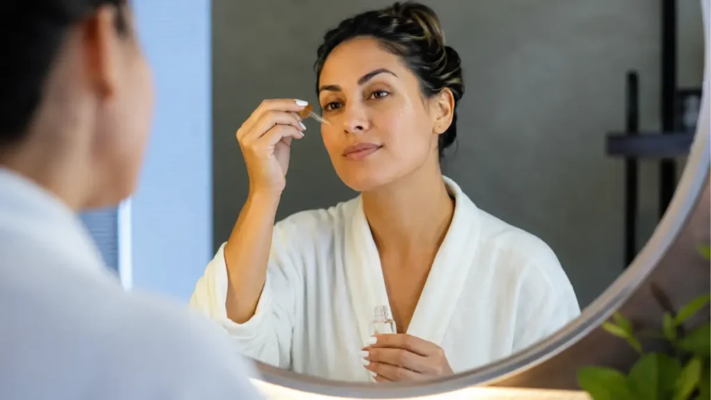 mulher brasileira rotina skincare pele madura sérum facial