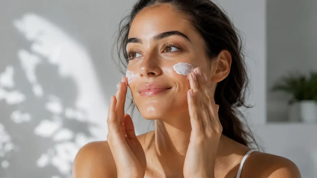 aplicação protetor solar facial rotina skincare diária