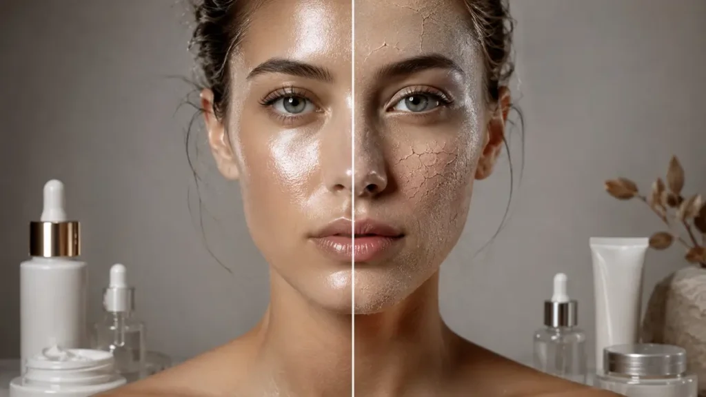 diferença entre tipos de pele oleosa e seca comparação