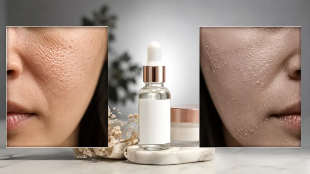 diferença entre pele desidratada e pele seca comparação visual