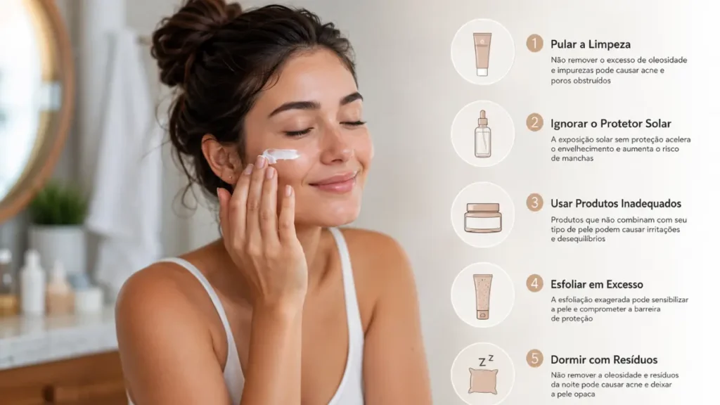 erros comuns skincare matinal infográfico