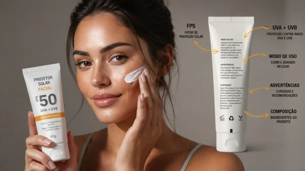 como ler rótulo protetor solar facial FPS UVA UVB