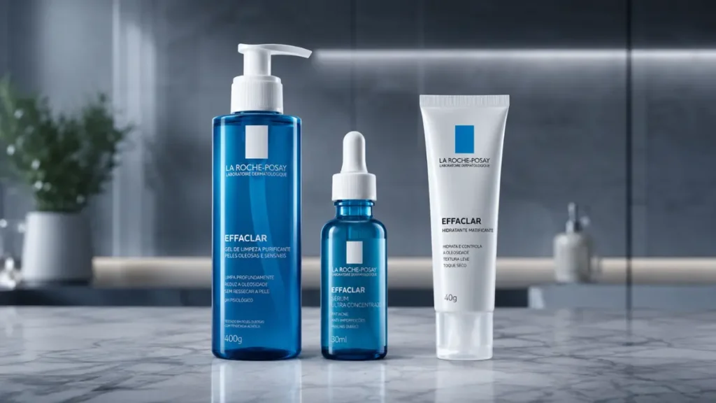 linha Effaclar La Roche-Posay rotina completa pele oleosa acneica