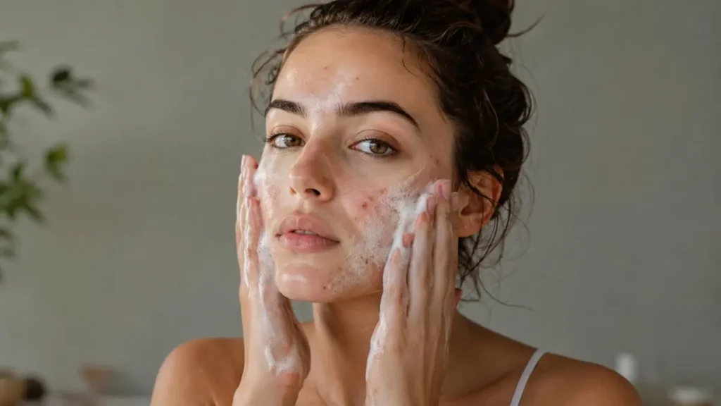 rotina cuidados pele acne limpeza facial diária