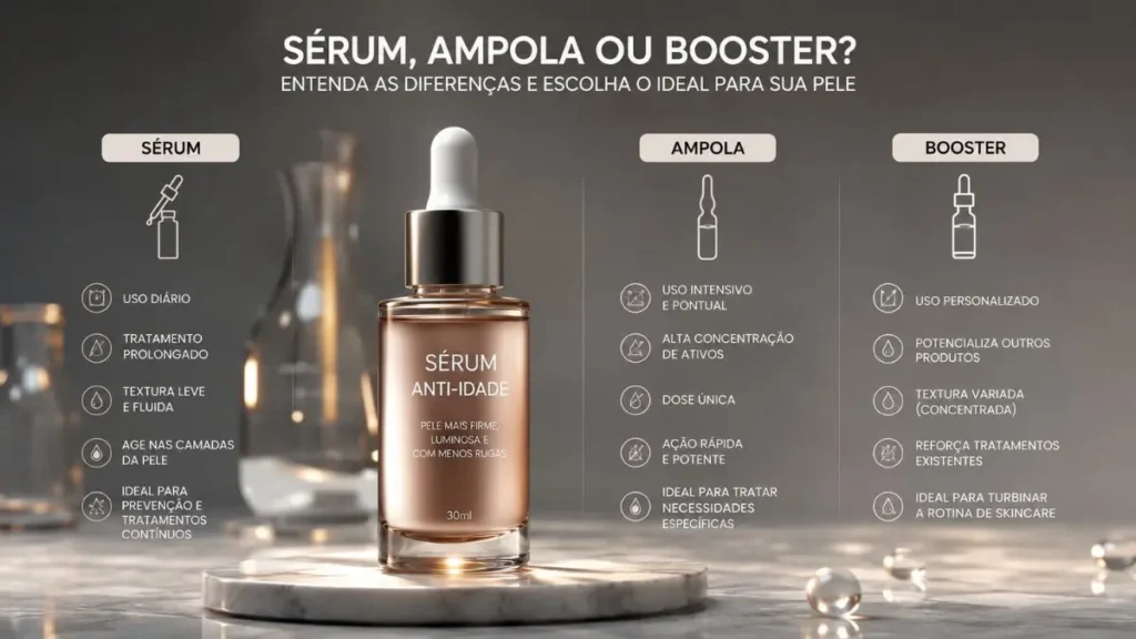 diferença sérum ampola booster skincare antiaging