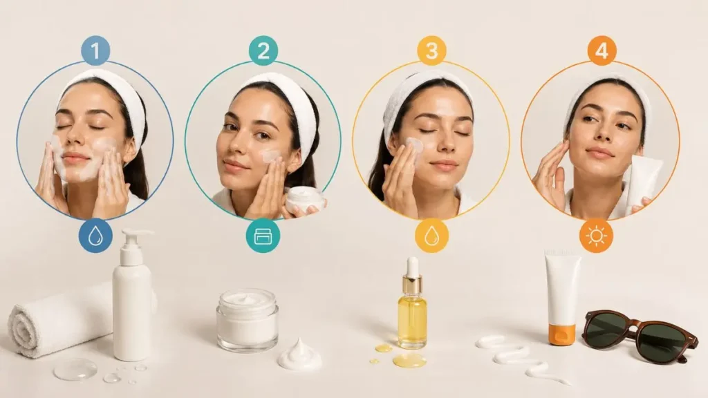 rotina de skincare pele seca passo a passo