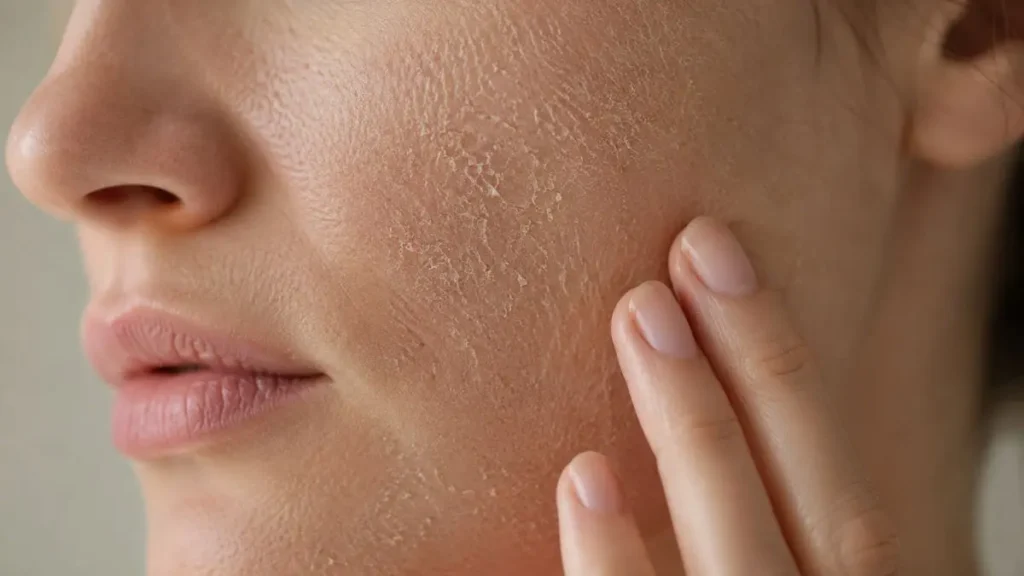 pele seca ressecada bochecha descamação cuidados skincare