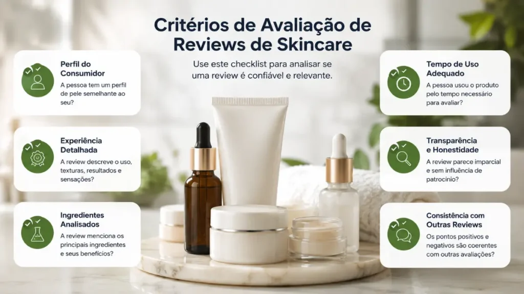 checklist criterios review skincare confiavel 2026