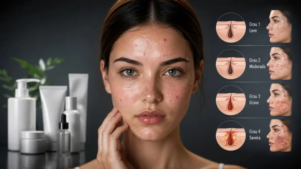 graus de acne classificação dermatológica infográfico