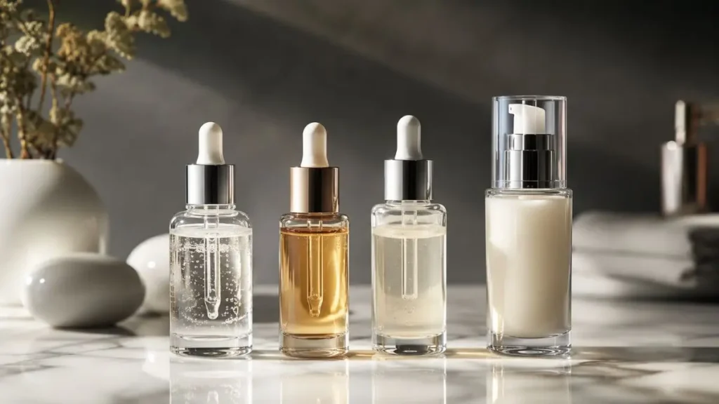 tipos de sérum facial ativo vitamina C retinol niacinamida skincare