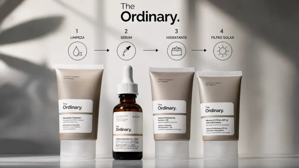 rotina skincare the ordinary ordem aplicação infográfico