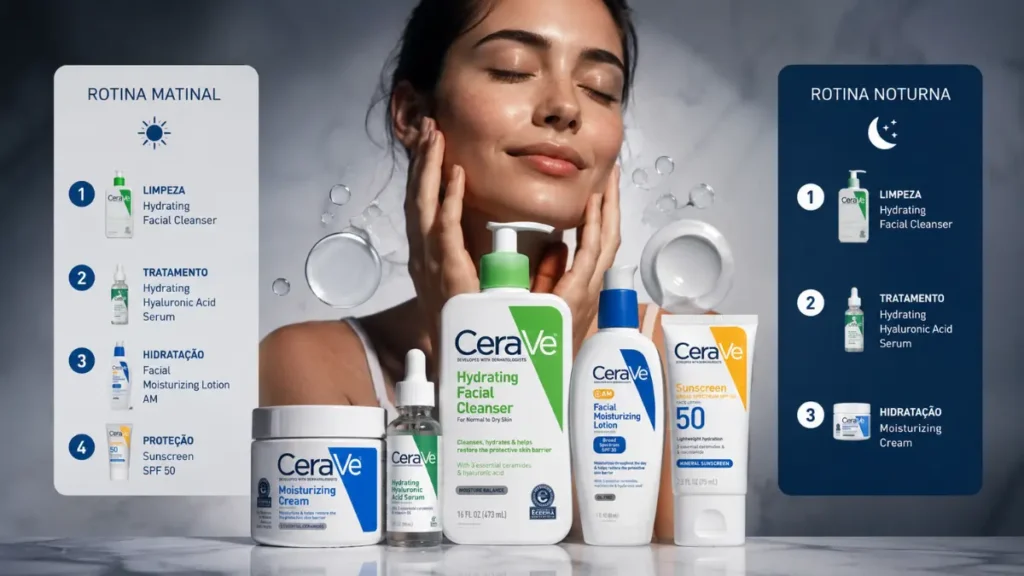 ordem aplicação rotina CeraVe manhã e noite