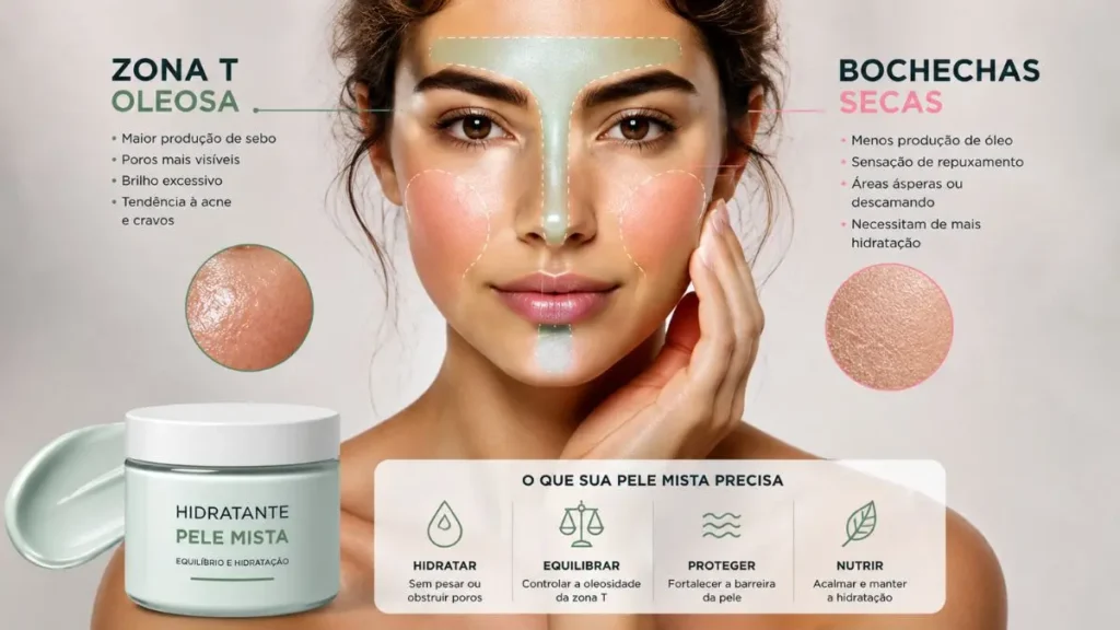 diferença zona T bochechas pele mista