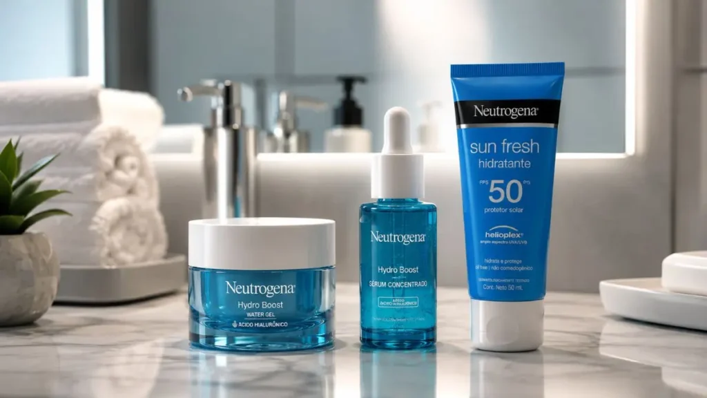 Neutrogena Skincare: Produtos, Benefícios e Como Usar 2 rotina skincare Neutrogena produtos organizados