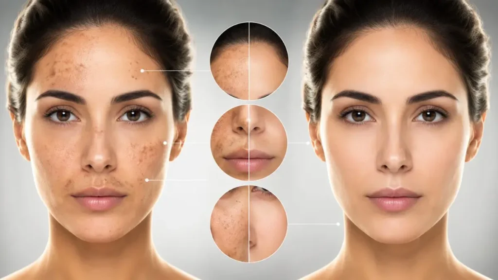 áreas comuns do melasma no rosto ilustração