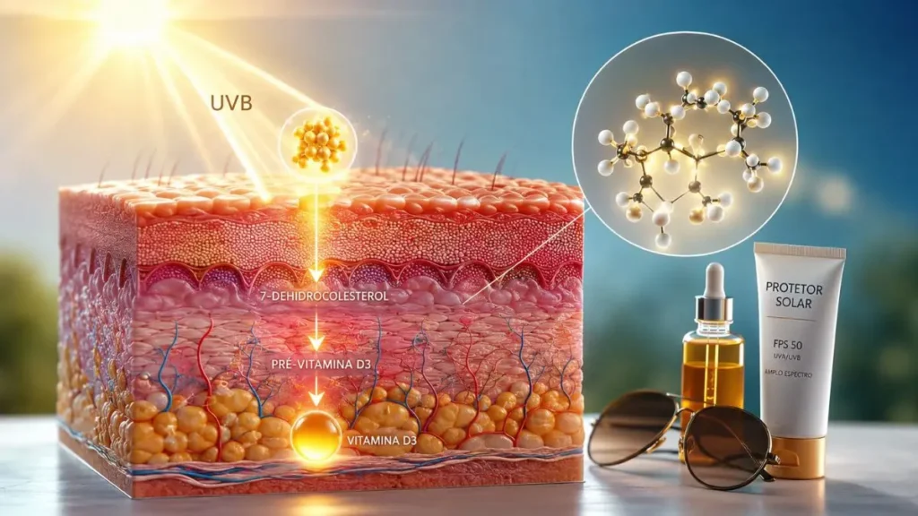 processo produção vitamina D na pele UVB