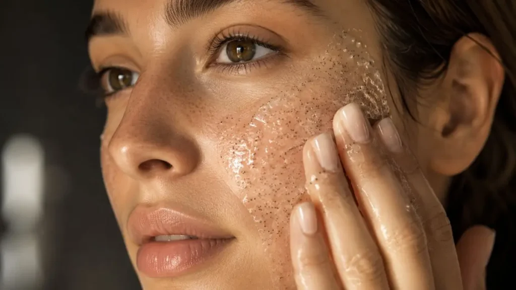 aplicação esfoliante facial textura gel rosto