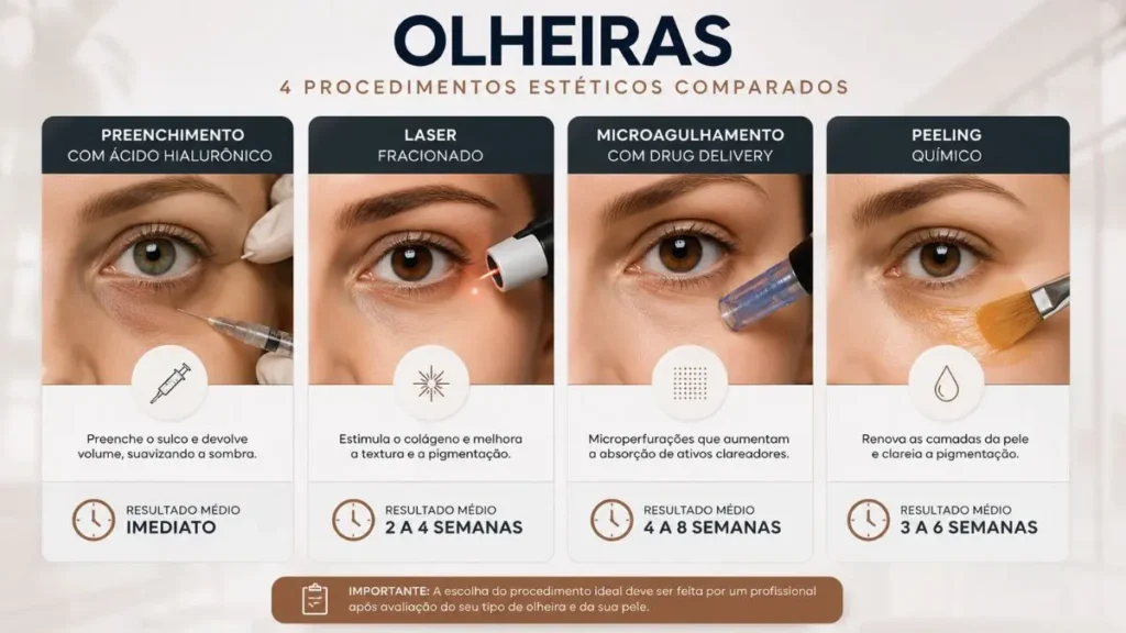 procedimentos dermatológicos para olheiras comparação