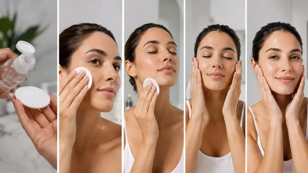 passo a passo aplicação tônico facial