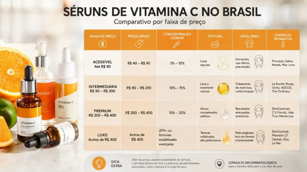 Vitamina C no Skincare: Para Que Serve e Como Usar 5 preço vitamina C skincare Brasil comparativo