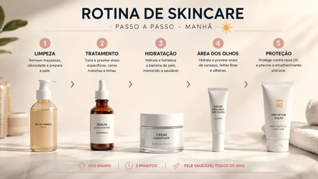 Como Montar uma Rotina de Skincare Passo a Passo 3 rotina skincare manhã passo a passo