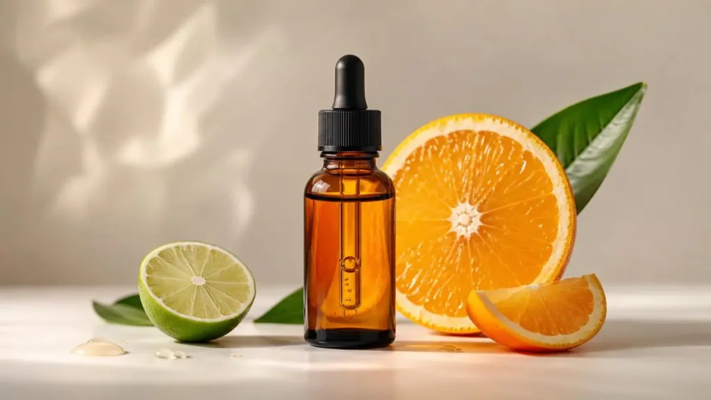 Vitamina C no Skincare: Para Que Serve e Como Usar 2 sérum vitamina C skincare embalagem âmbar